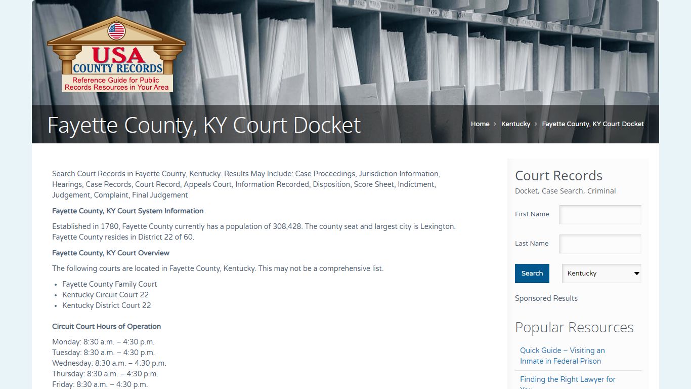 Fayette County, KY Court Docket | Name Search